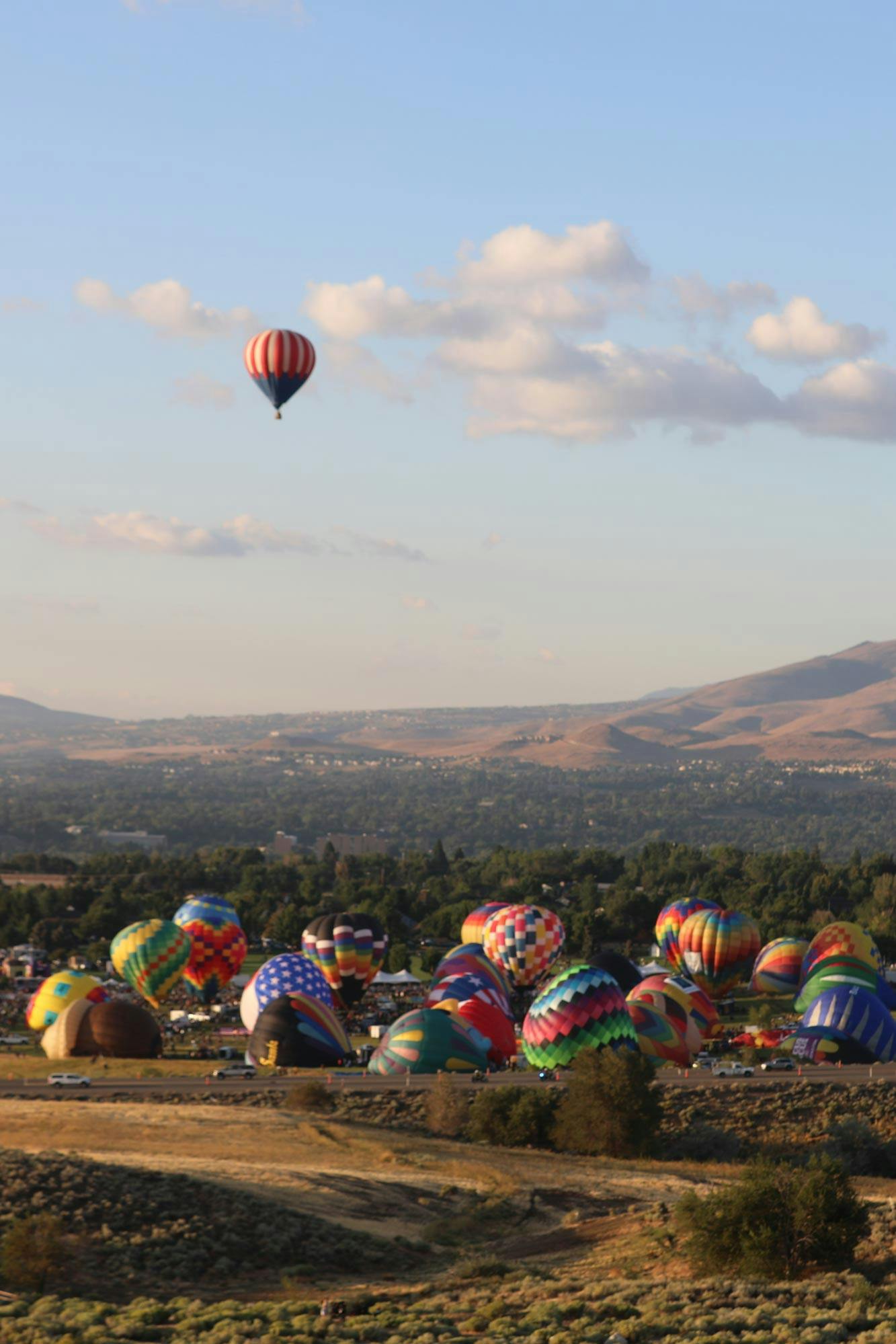 Hot Air Balloons Getting Ready to Launch 