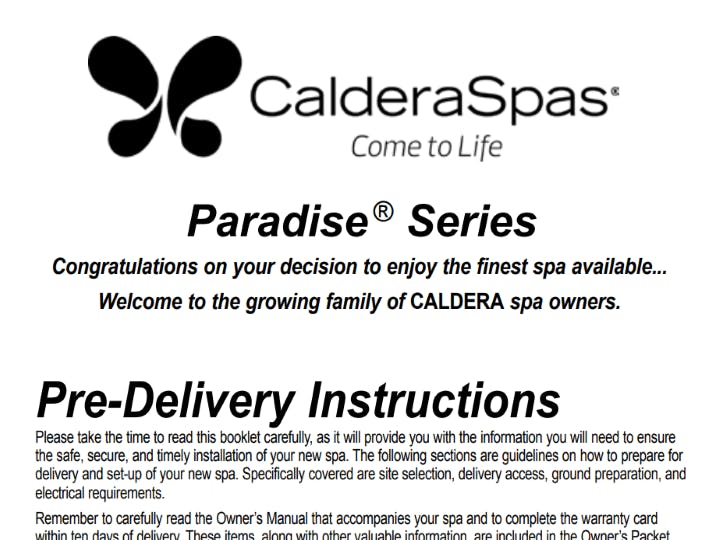 Paradise Series Instructions