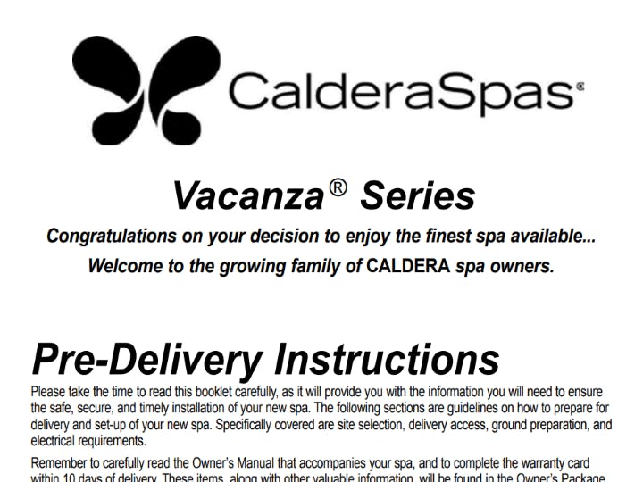 Vacanza Series Instructions