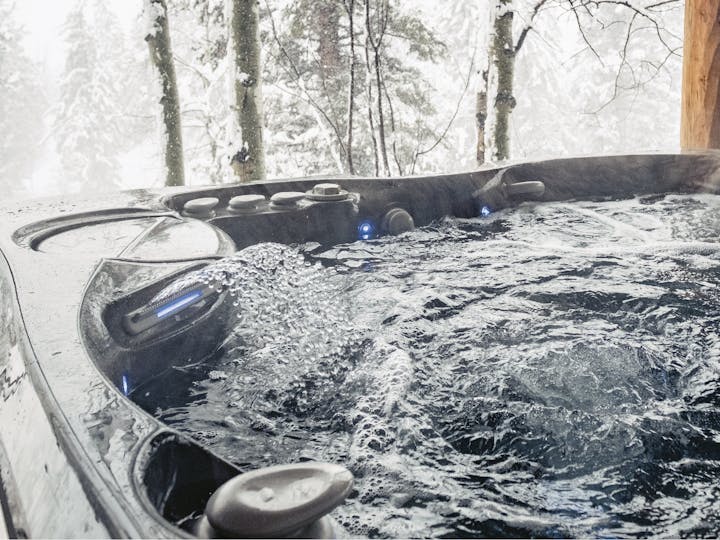 hot spring hot tub in the snow