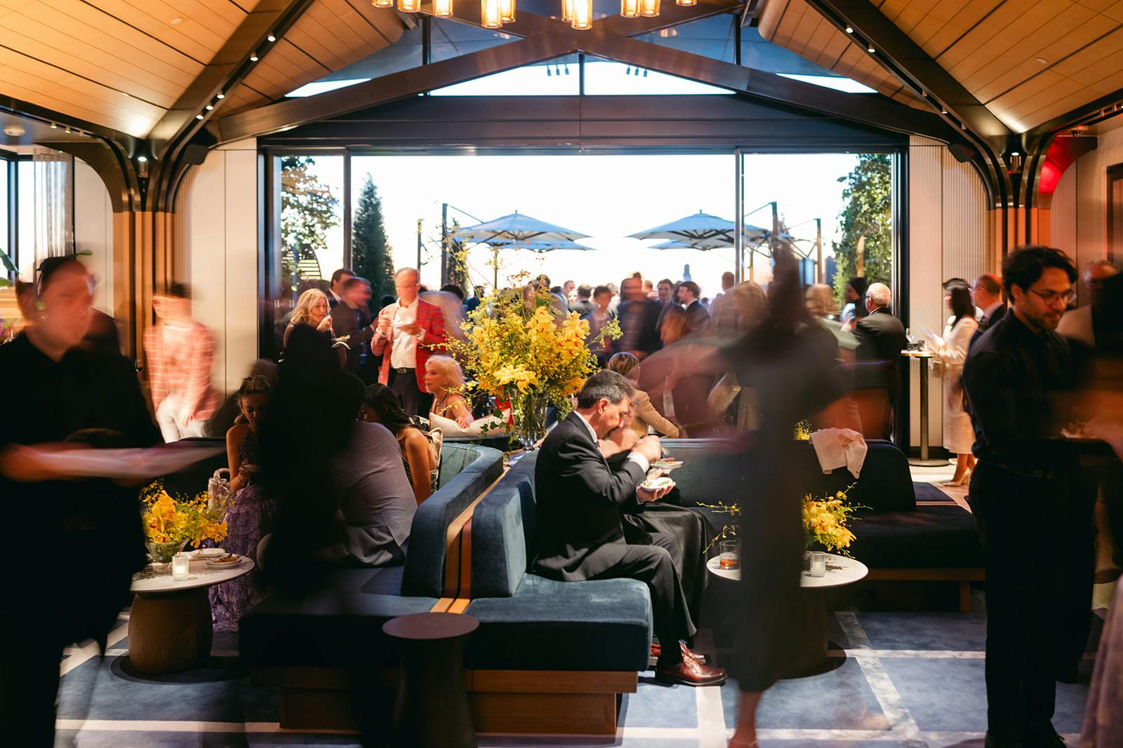 room interior with people at a party