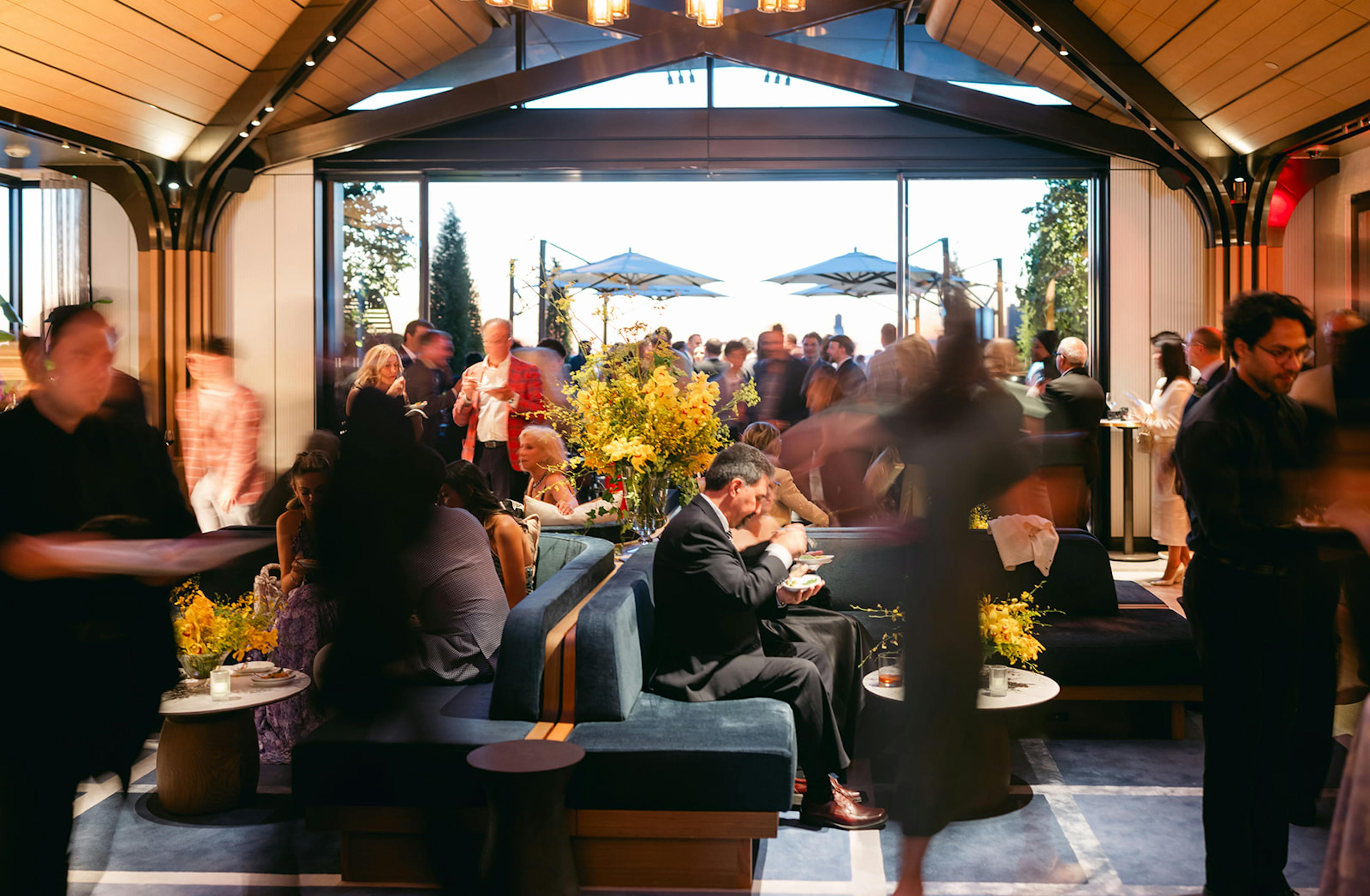 room interior with people at a party