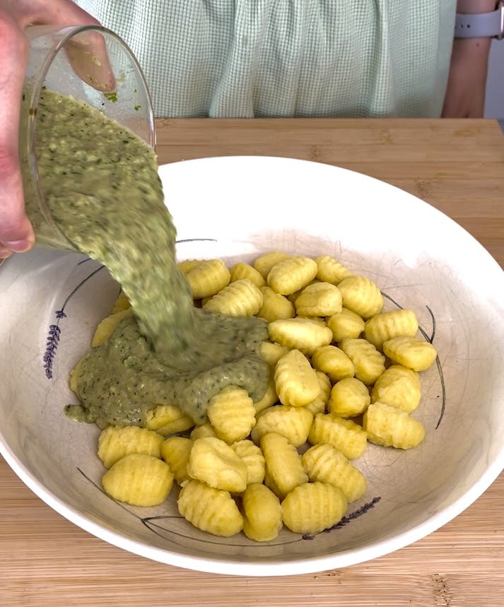 Gnocchi with roasted broccoli, zucchini & chickpeas