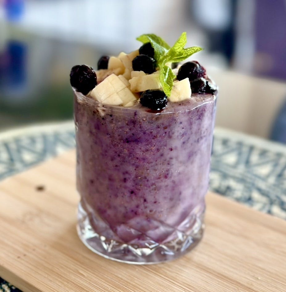 Blue berry and coconut chia pudding