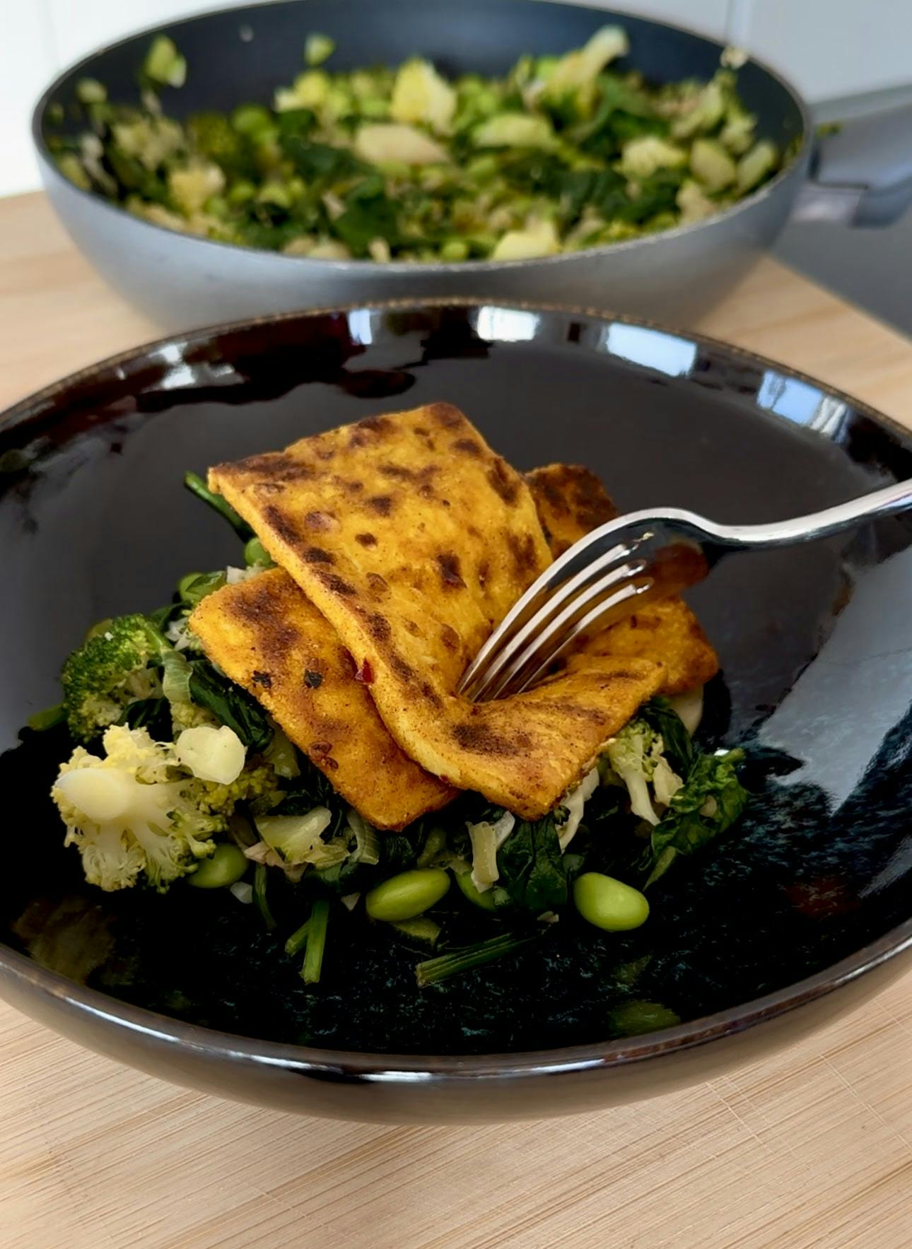 Crispy tofu stir fry with green veggies