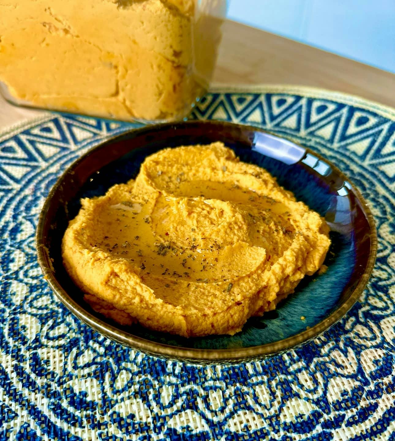 Spicy harissa and sweet potato hummus