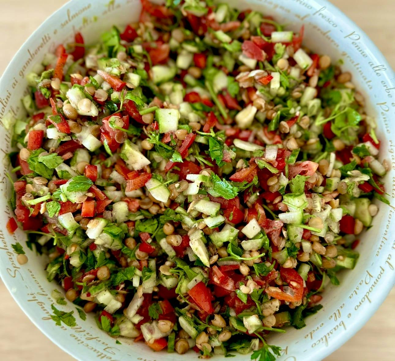 Fresh lentil lunch salad