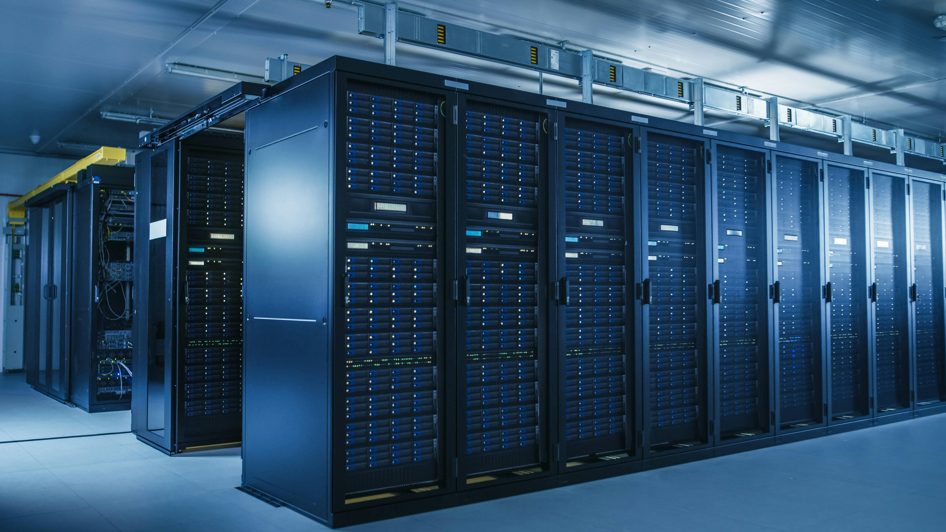 Rows of servers inside a data centre