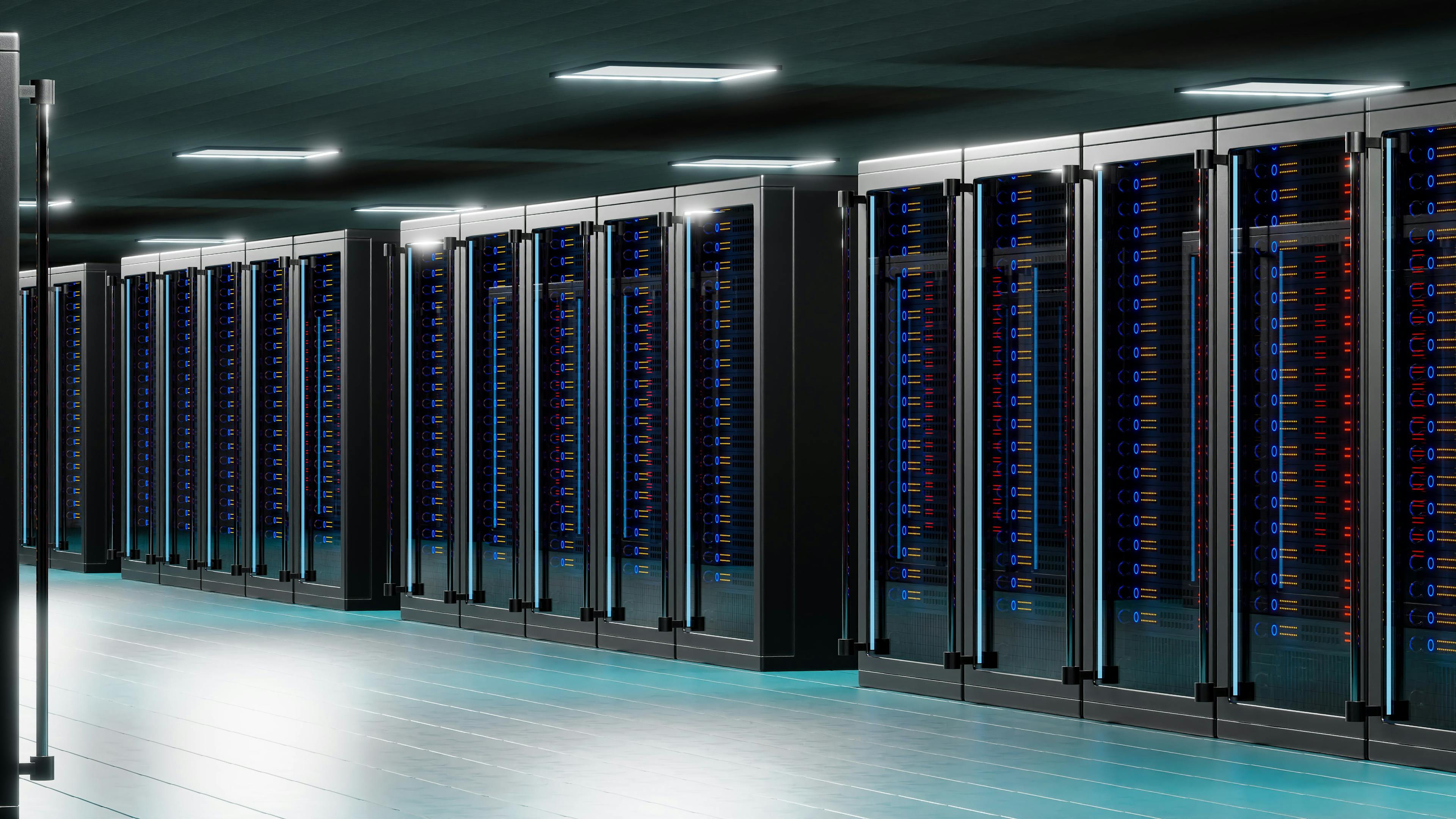A row of servers inside a data centre