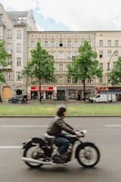 A motorcyclest at Frankfurter Allee in Berlin
