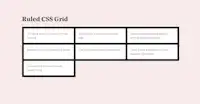 A nicely aligned CSS Grid with thick borders on a pink background.