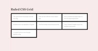 A nicely aligned CSS Grid with thick borders on a pink background.