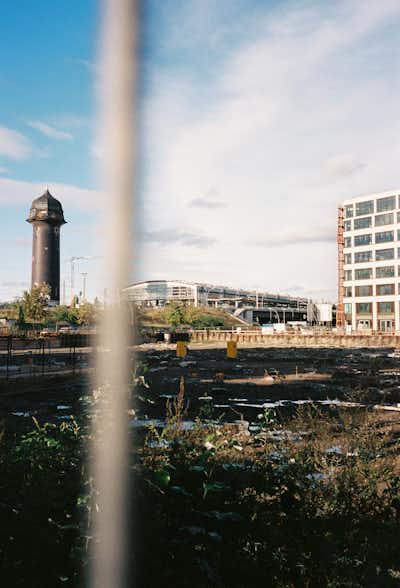 A view of S-Bahn station Ostkreuz in Berlin from Rummelsburg.