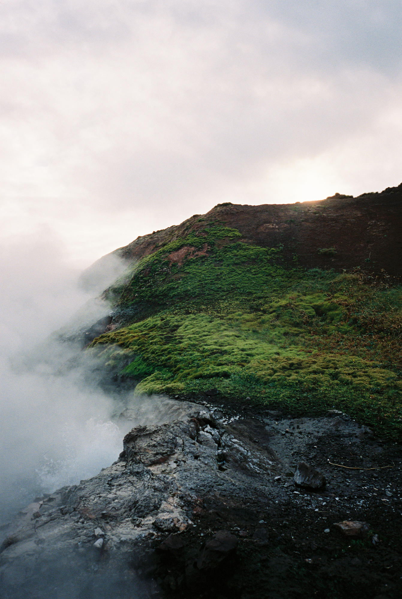 Steam from a hot spring in west Iceland