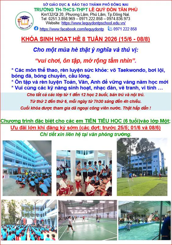 Thông báo chiêu sinh sinh hoạt hè 2026