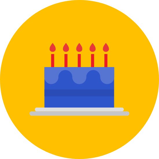 Icone d'un gâteau d'anniversaire avec une bougie