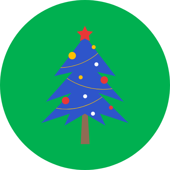 Icone d'un sapin de Noël bleu.