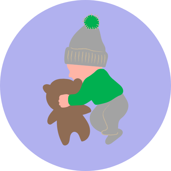Icone d'un bébé tenant son nounours.