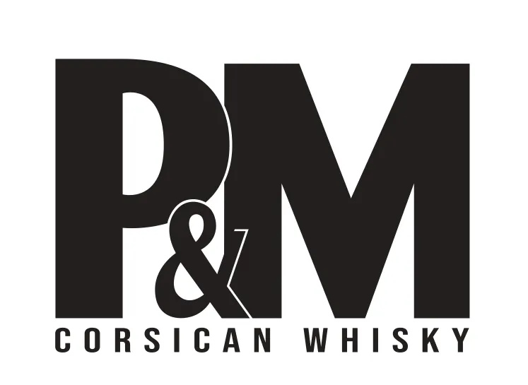 Logo de la marque P&M fabricant corse de whiskies.