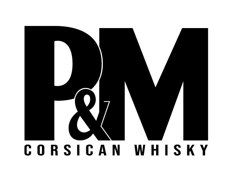 Logo de la marque P&M fabricant corse de whiskies.