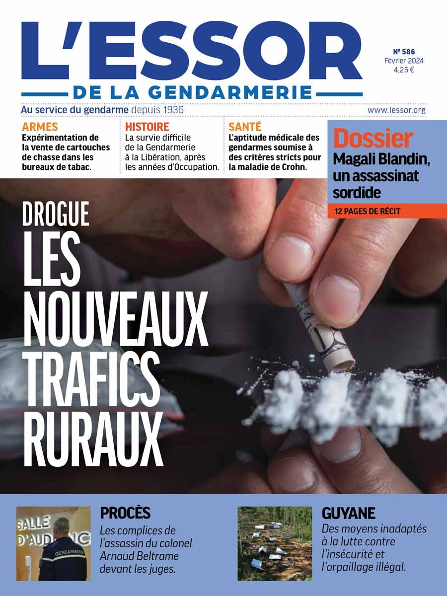 Une du n°586 du journal L'Essor de la Gendarmerie, paru en février 2024.