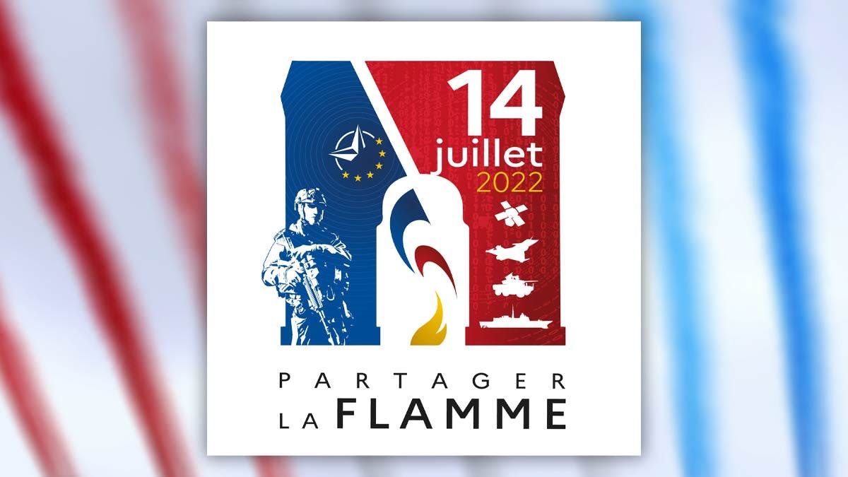 Le logo choisi pour le défilé militaire du 14 juillet 2022. (Crédit: GMP, assemblage: L'Essor)