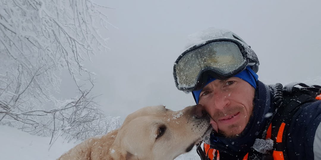 Osmose, un chien guide, a retrouvé les bras de son maître grâce aux secouristes du PGM (capture facebook PGM des Vosges)