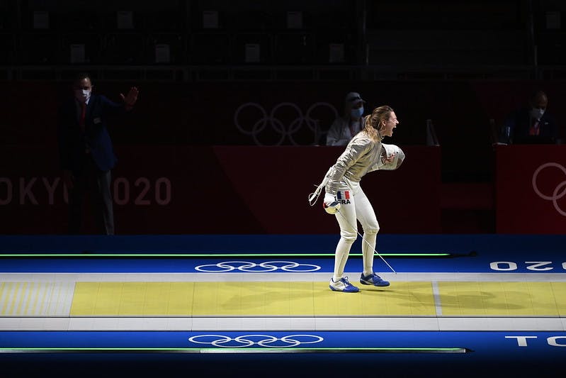 Manon Brunet, avec le bronze, a été la première gendarme médaillée de ces jeux Olympiques de Tokyo (crédit photo : CNSOF/KMSP)