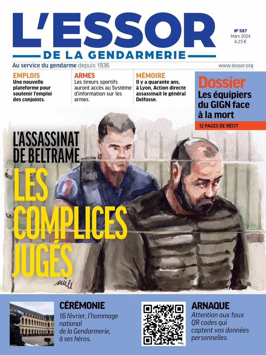 Une du magazine L'Essor de la Gendarmerie n°587 (mars 2024).