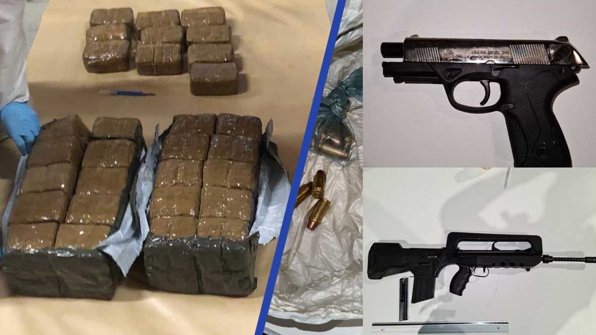 Plus de 400 kg de résine de cannabis ainsi que des armes ont retrouvés dans les véhicules des trafiquants. (Photos: Gendarmerie d'Ile-de-France