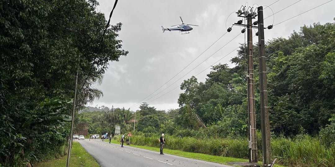 Le dispositif de recherche a été appuyé par un hélicoptère de la Gendarmerie. (Photo: Gendarmerie de Guyane)