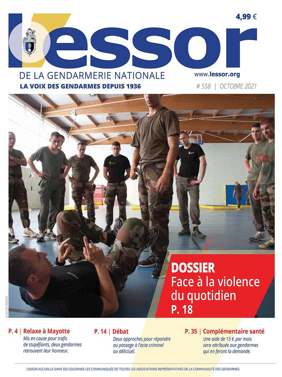 Une du magazine L'Essor de la Gendarmerie n°558 (octobre 2021).