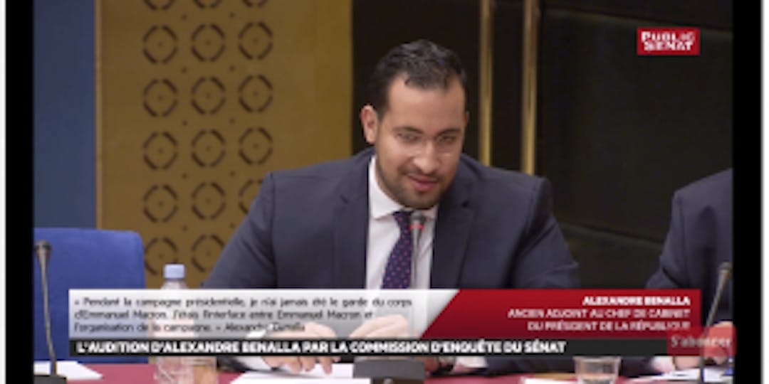 Alexandre Benalla témoignant devant la commission d'enquête du Sénat (illustration capture d'image) 