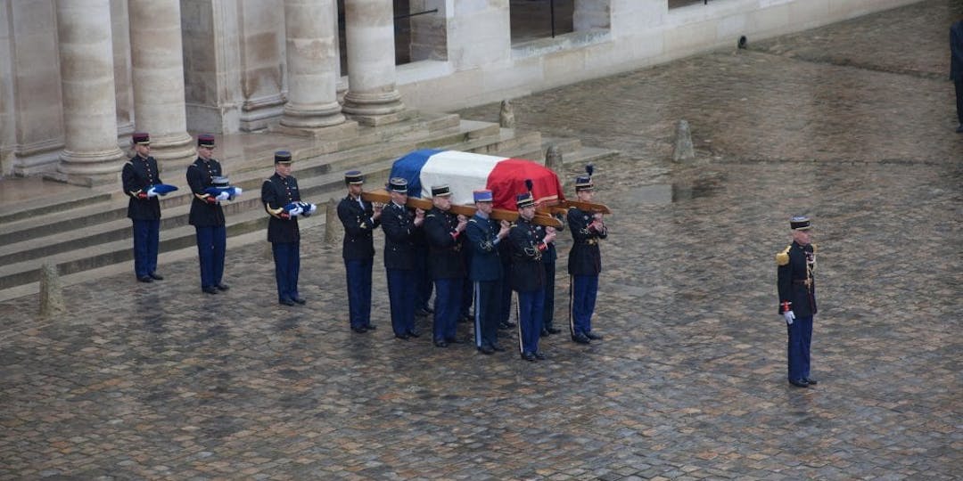 Cérémonie nationale d'hommage au colonel Arnaud Beltrame, le 28 mars 2018, dans la cour d'honneur de l'Hôtel des Invalides à Paris (Photo: Matthieu Guyot/L'Essor) 