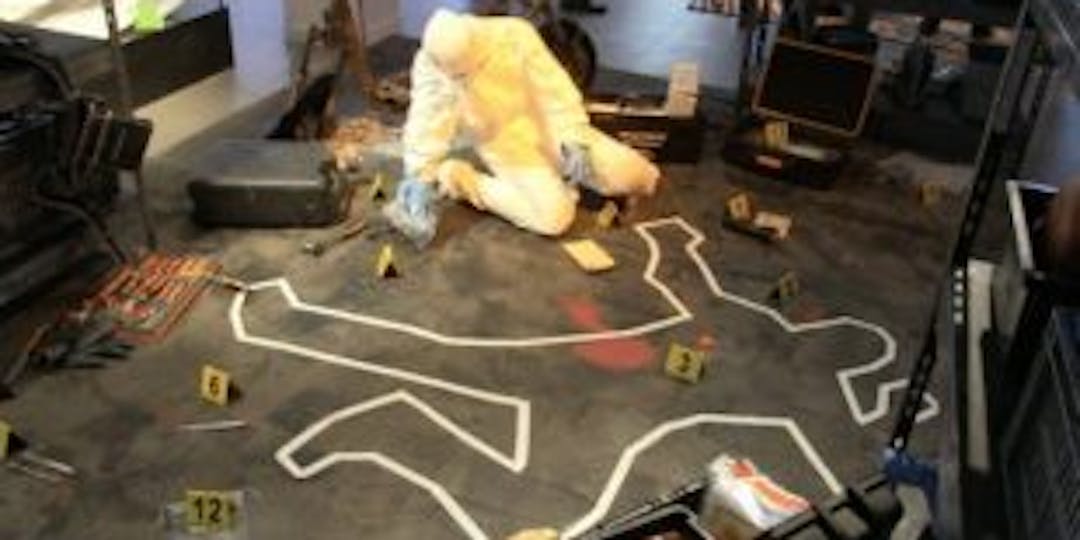 Reconstitution d'une scène de meurtre dans le cadre de l'exposition "Les sciences du crime" au Musée de la Gendarmerie à Melun. (Photo d'illustration ND/Essor).
