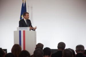 Paris, le 18 octobre 2017, discours aux forces de sécurité intérieure d'Emmanuel Macron à l'Elysée (M. GUYOT/ESSOR)