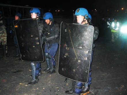 Des gendarmes mobiles à l'entraînement à Saint-Astier (Photo D.C/L'Essor).
