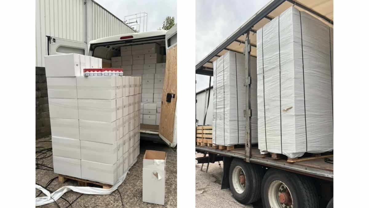 Les cigarettes arrivaient dans un poids lourd avant d'être déchargées et réparties dans plusieurs camionnettes pour rejoindre leurs points de livraison. (Photos: Gendarmerie)