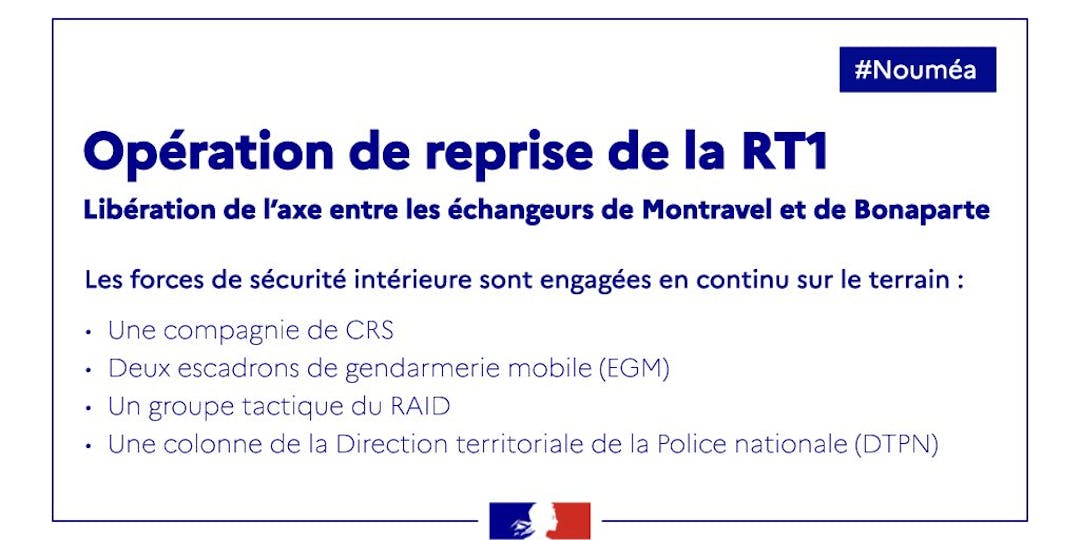 Aujourd'hui, la sécurisation de la RT1, de Nouméa à l'aéroport, se poursuit....