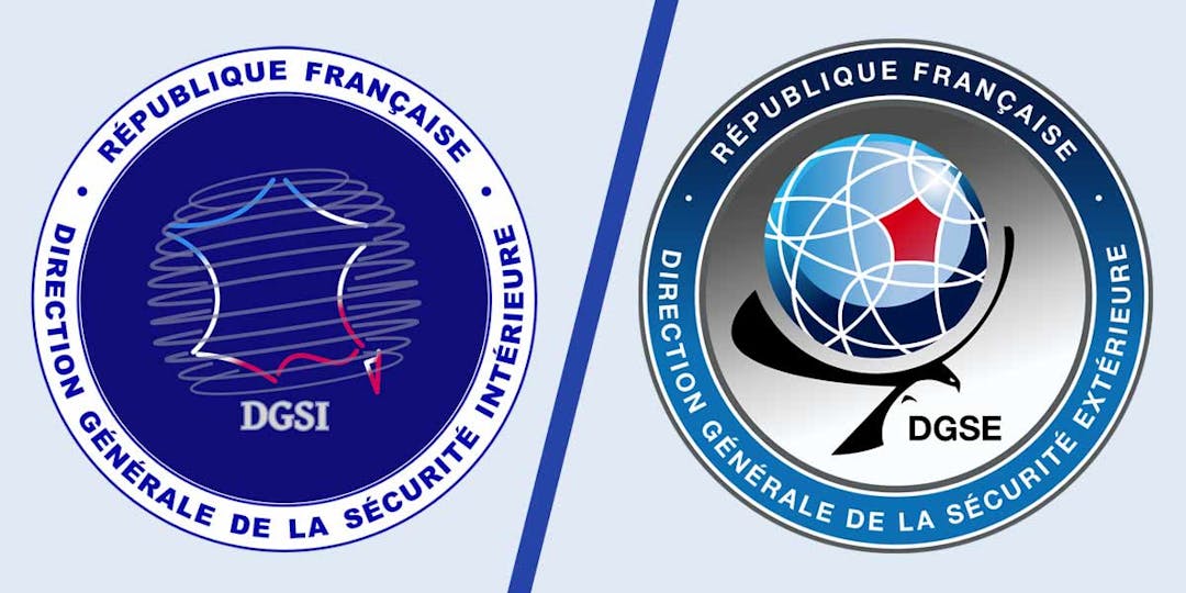 Les logos de la DGSI et de la DGSE. (Assemblage: L'Essor)