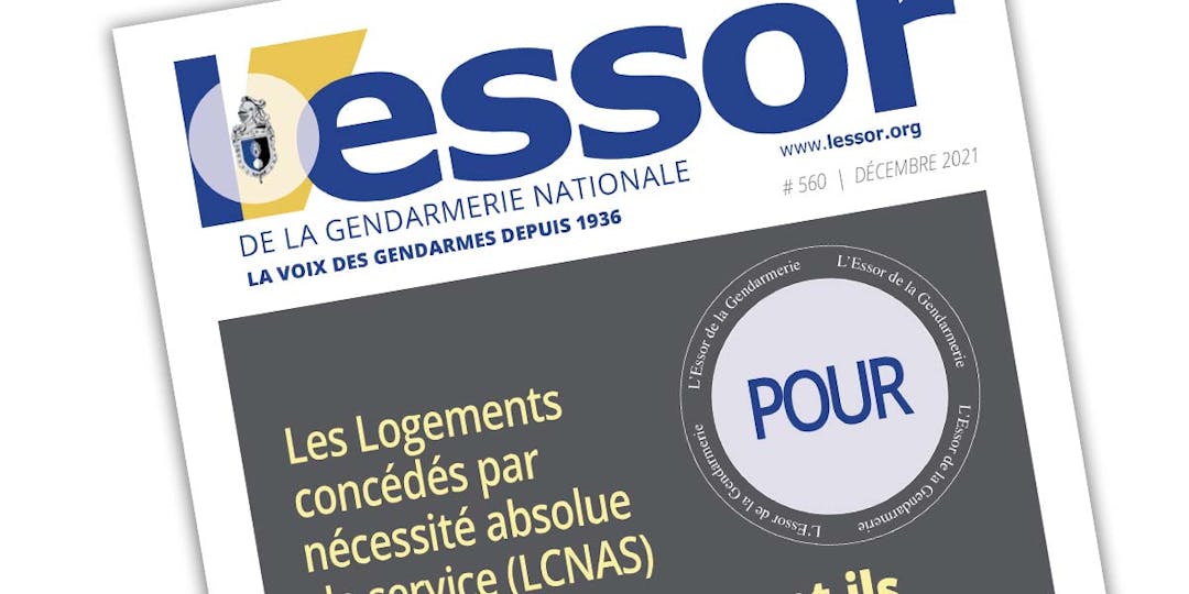 Extrait de la Une du n°560 du magazine L'Essor de la Gendarmerie, paru en décembre 2021. (Crédit: L'Essor de la Gendarmerie)
