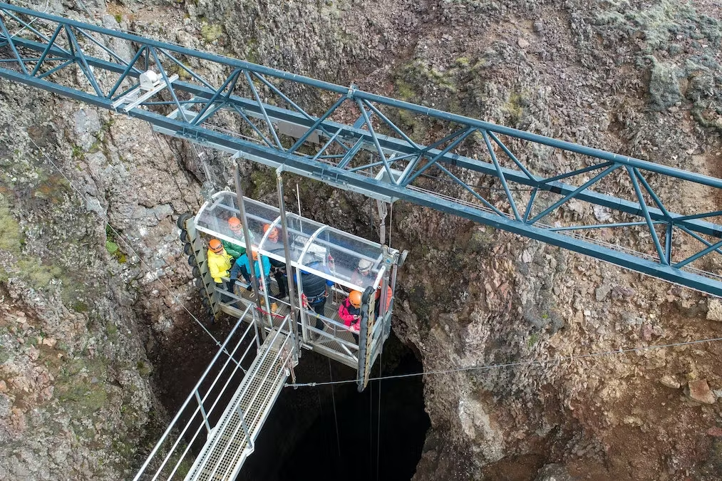 Elevator over Inside the Volcano in Iceland