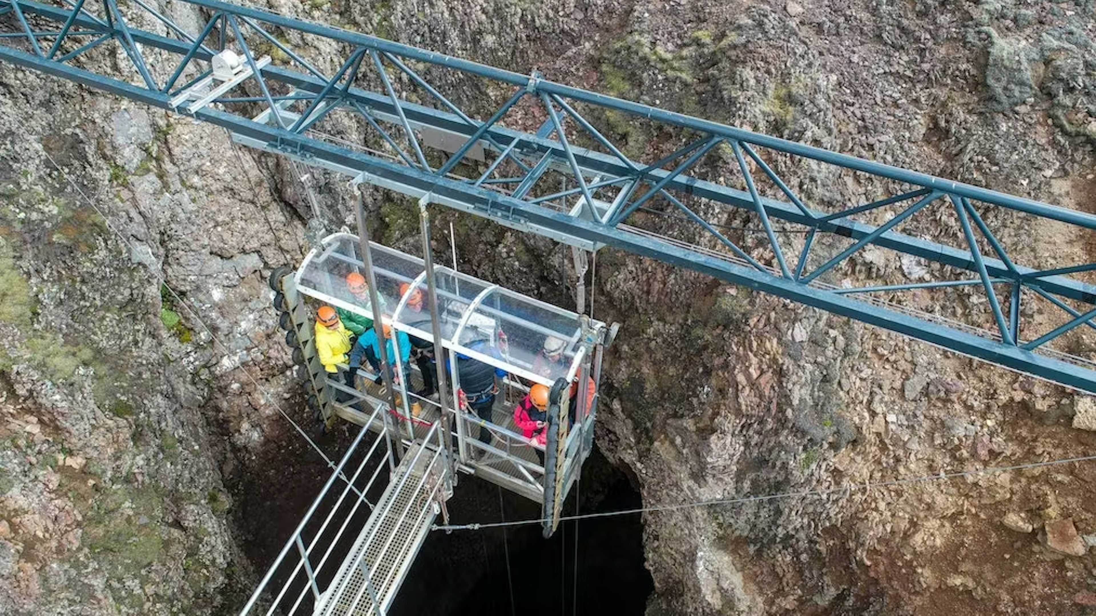 Elevator over Inside the Volcano in Iceland