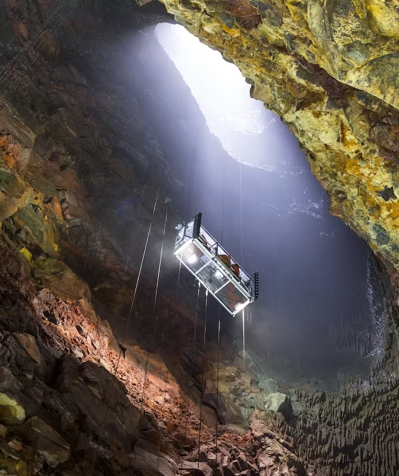 Lowered down 400 feet into Volcano