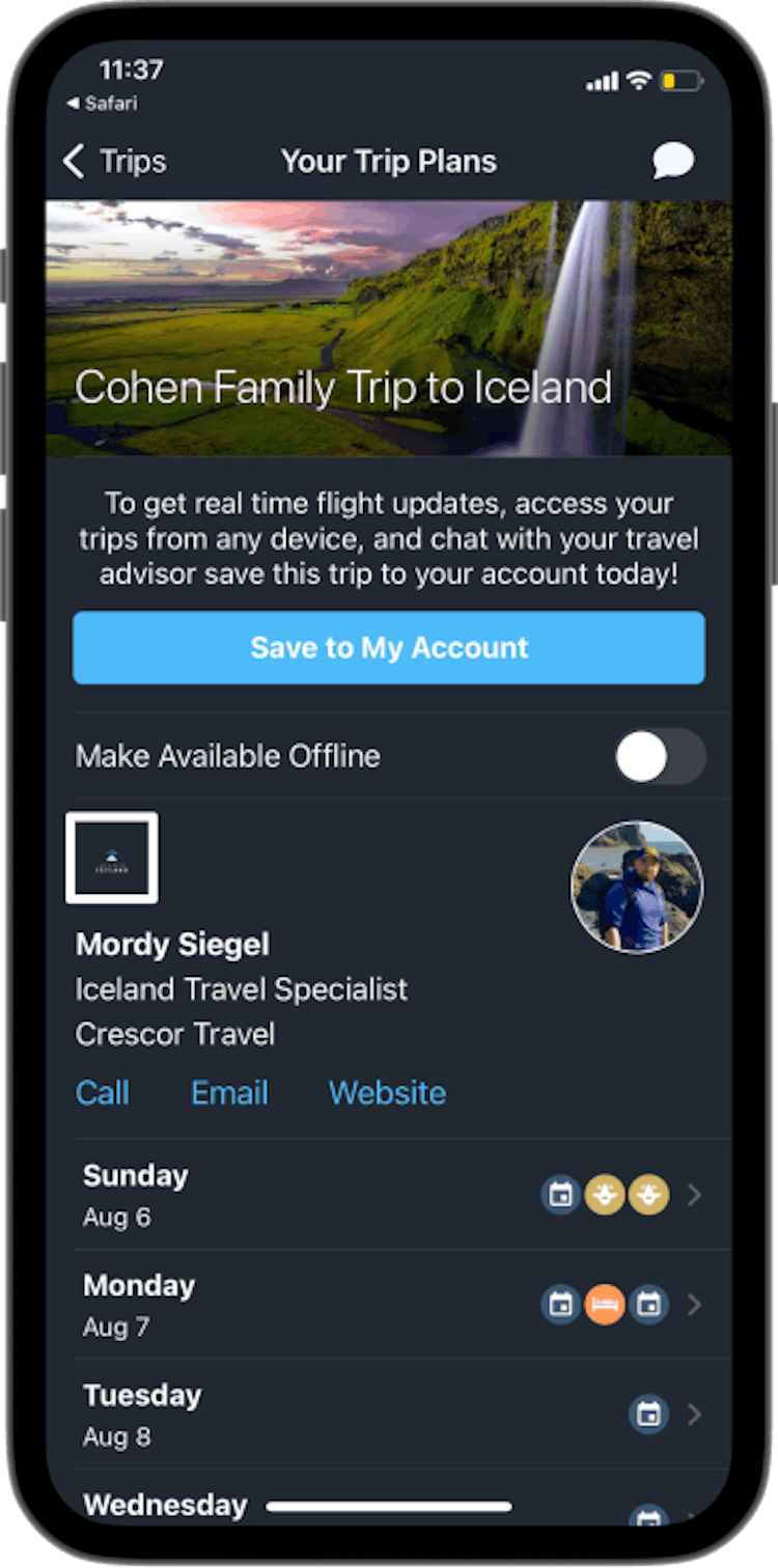 screenshot of the app
