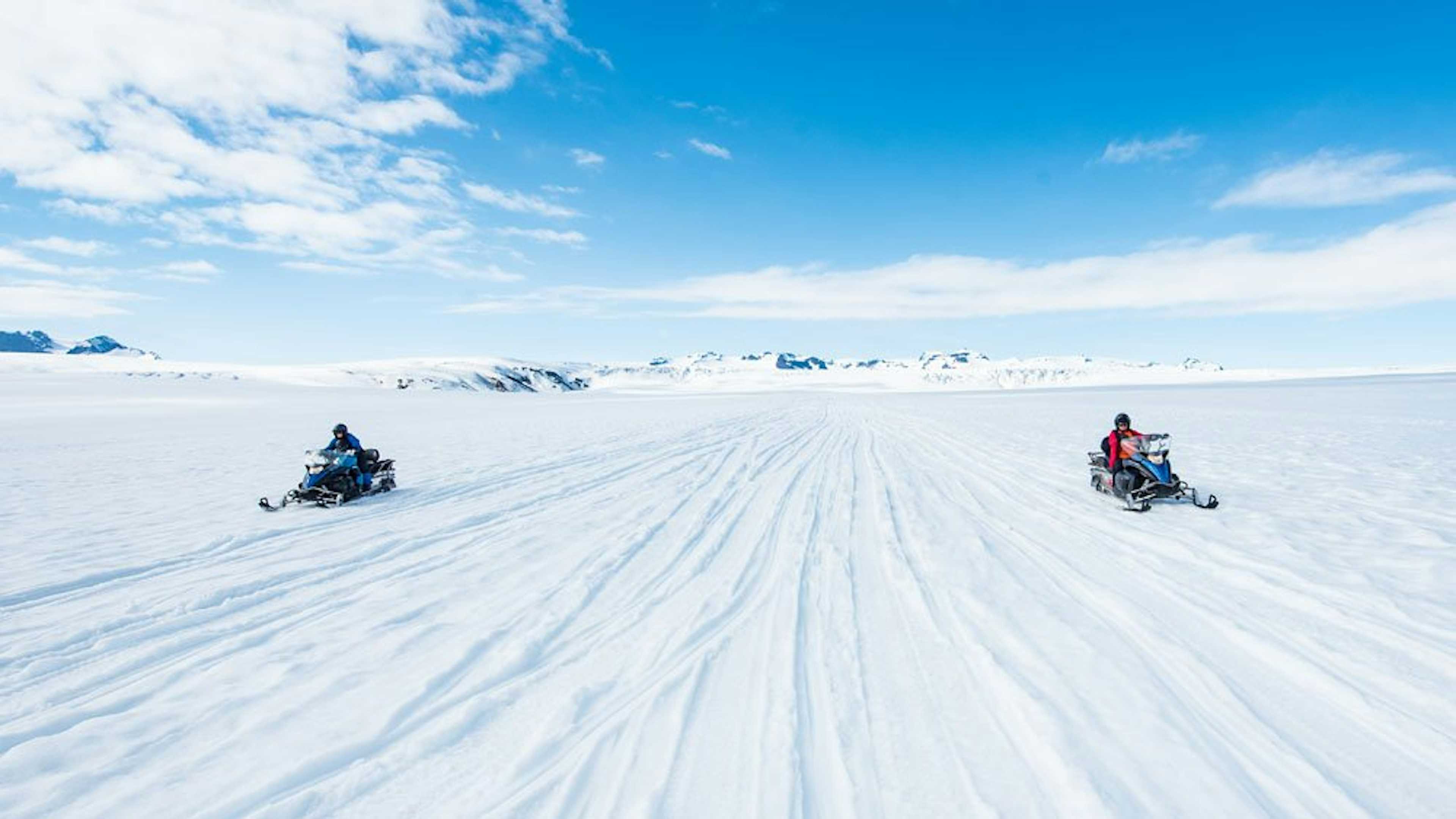 Snowmobile on Vatnajokull Glacier