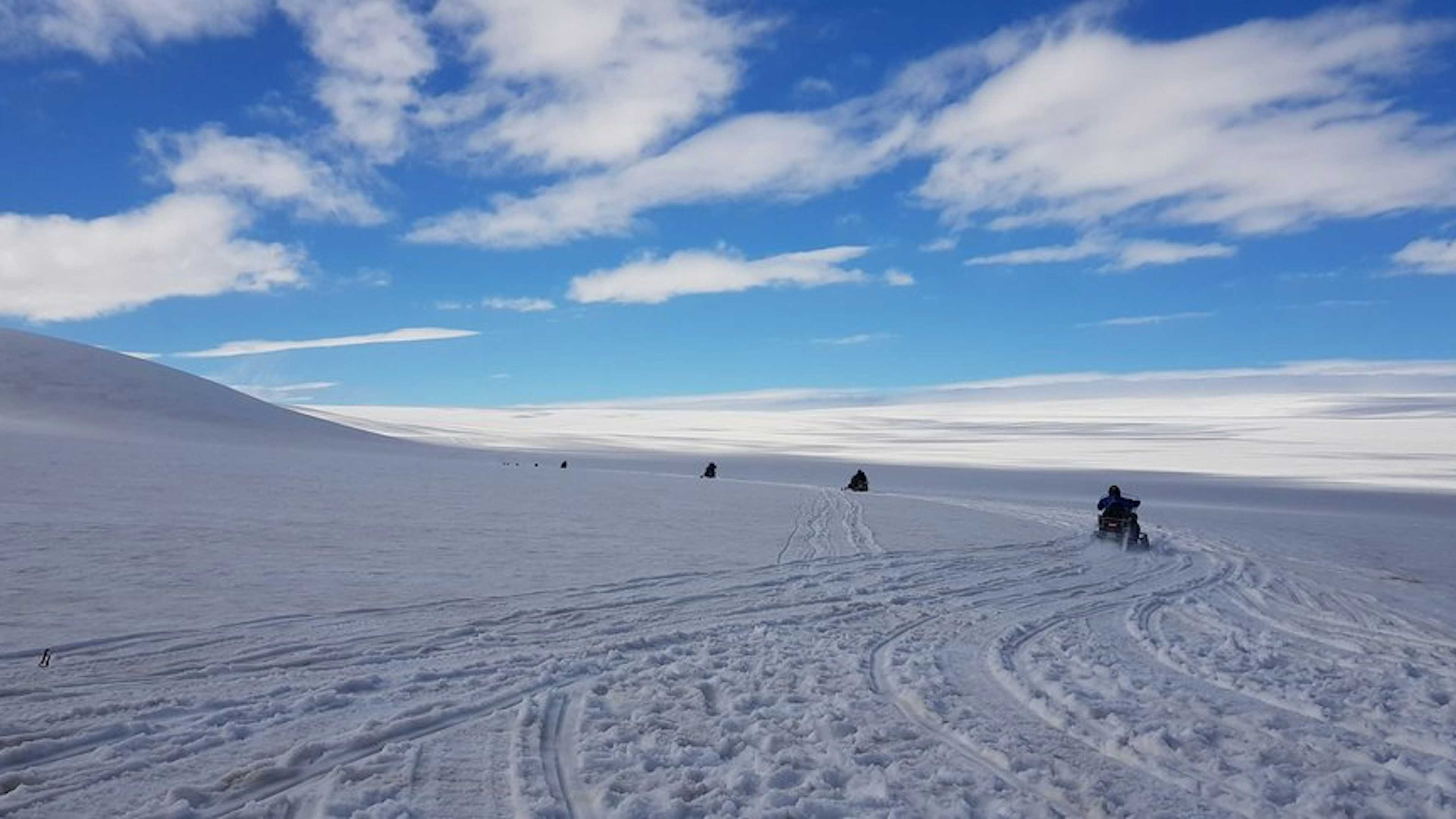 Snowmobile on Vatnajokull Glacier