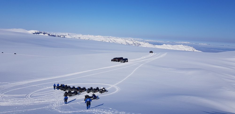 Snowmobile on Vatnajokull Glacier