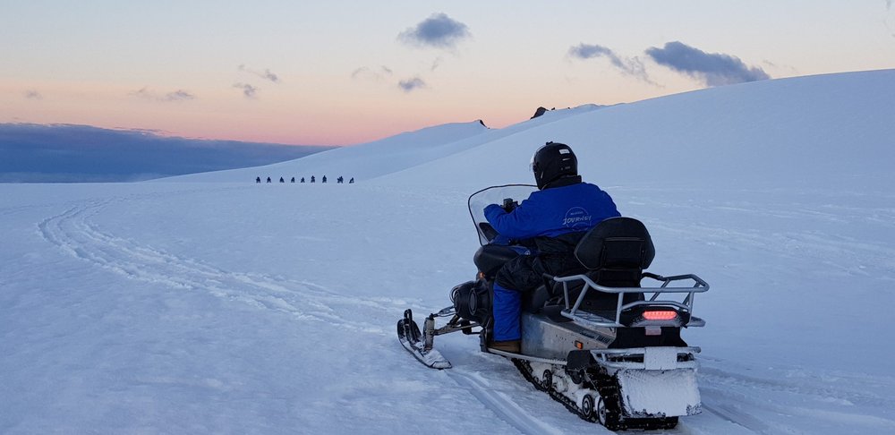 Snowmobile on Vatnajokull Glacier