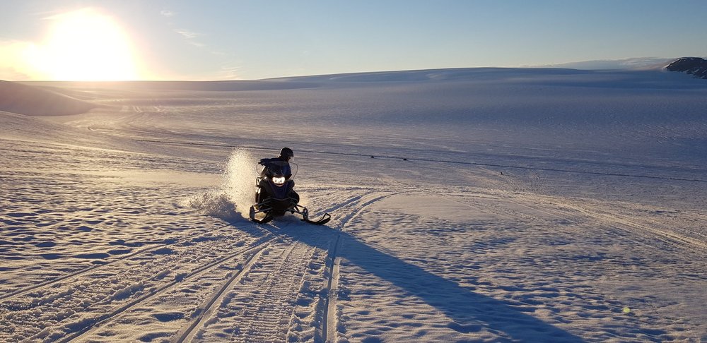 Snowmobile on Vatnajokull Glacier
